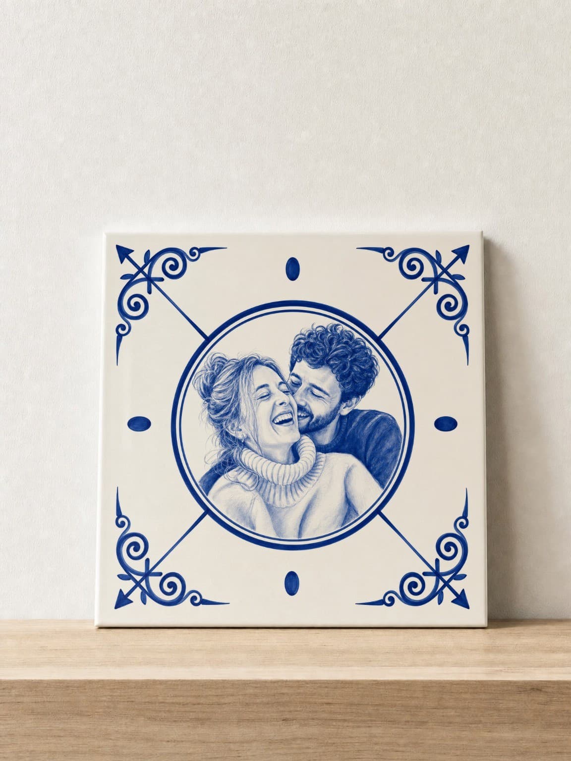 Photo tile: your photo in Delft Blue, printed on ceramic