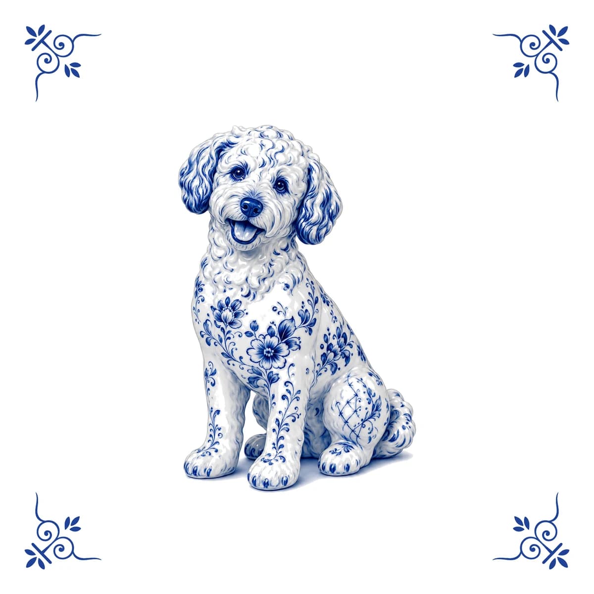 Labradoodle, Delft blue tile
