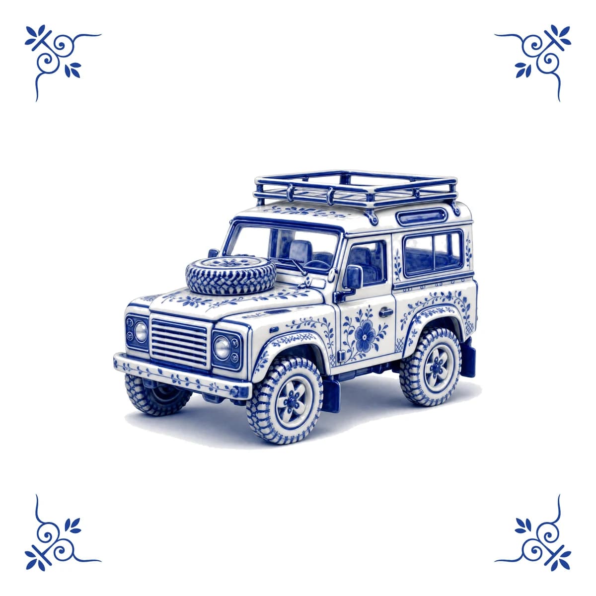 Classic Land Rover, Delft blue tile